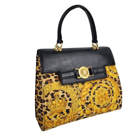 Versace Handbags - Versace Vintage Leopard Baroque Top Handle Bag